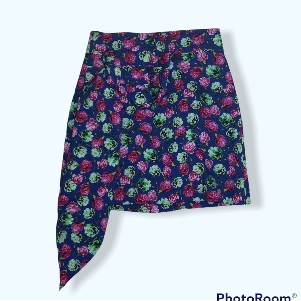 Zara Large Bow Floral Mini Skirt Sz Sm